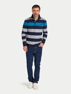 L/S Contrast Chest Stripe Rugby - Cobalt