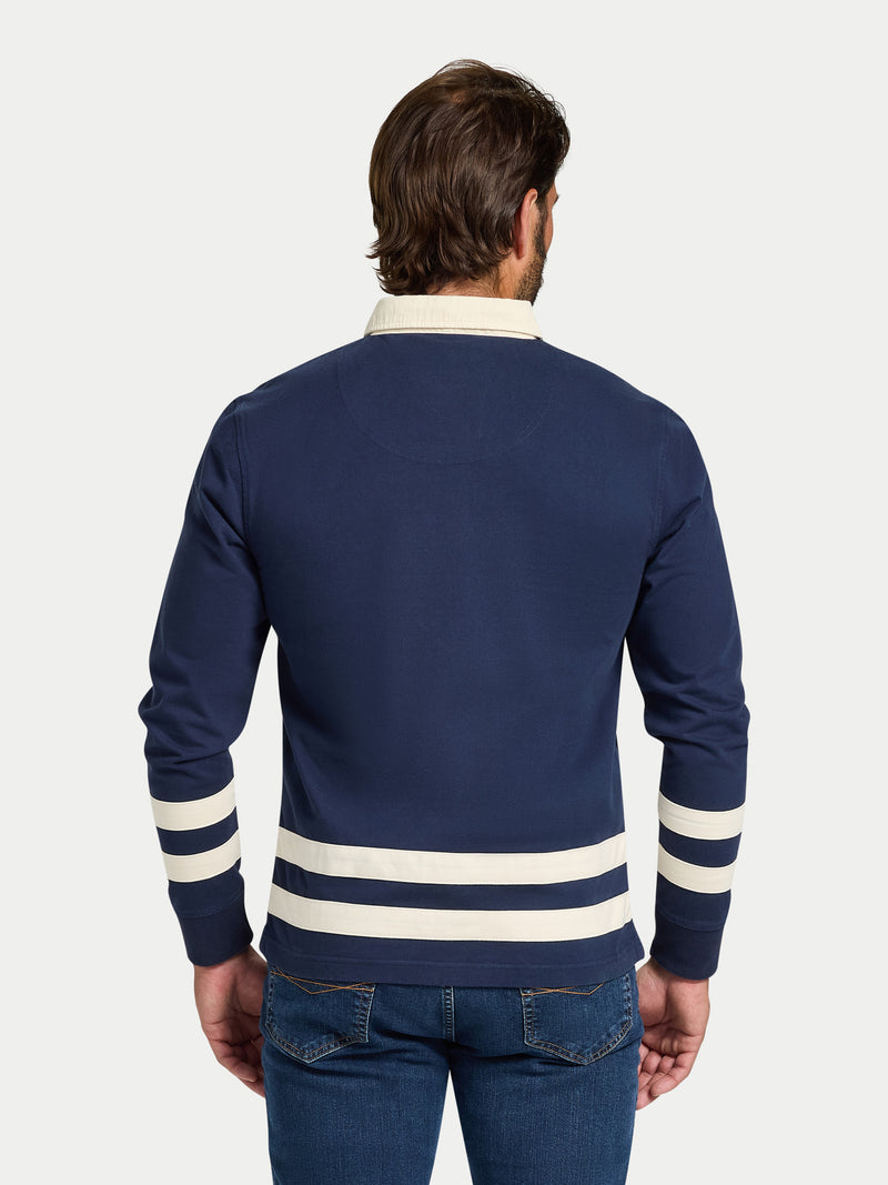 L/S Cut & Sew Stripes Rugby - Navy