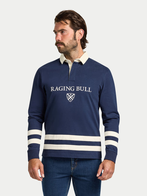 L/S Cut & Sew Stripes Rugby - Navy
