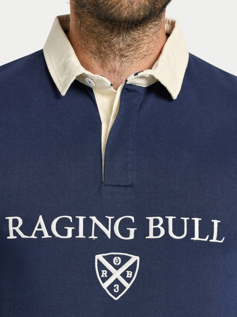 L/S Cut & Sew Stripes Rugby - Navy