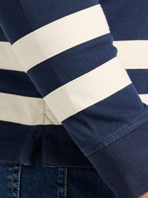 L/S Cut & Sew Stripes Rugby - Navy