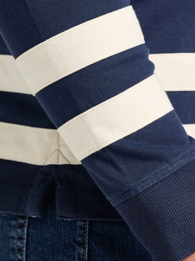 L/S Cut & Sew Stripes Rugby - Navy
