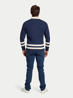 L/S Cut & Sew Stripes Rugby - Navy