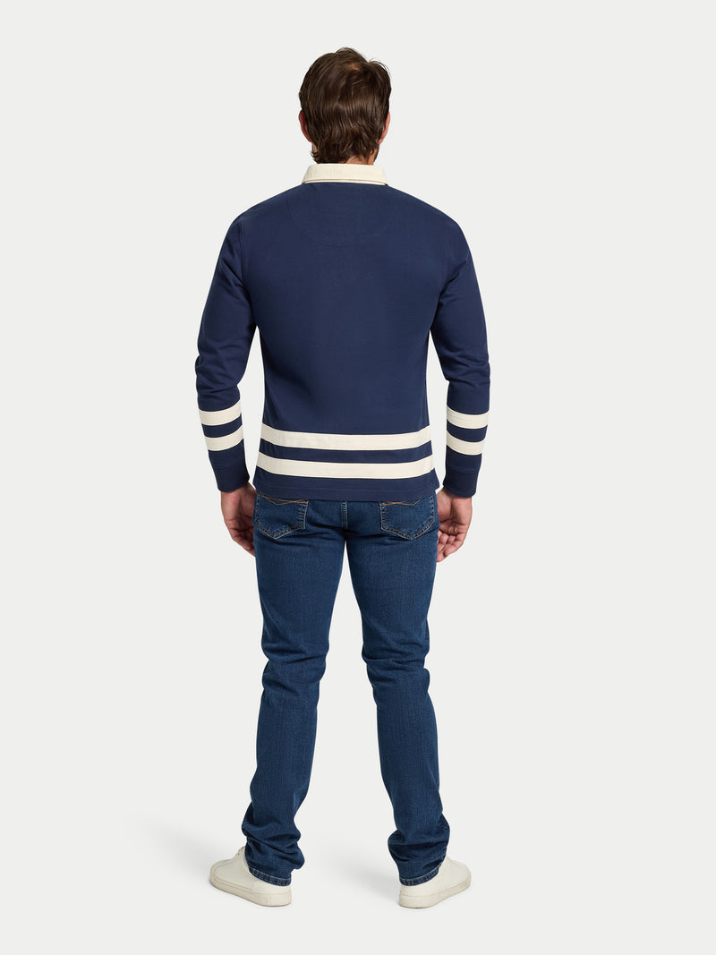 L/S Cut & Sew Stripes Rugby - Navy