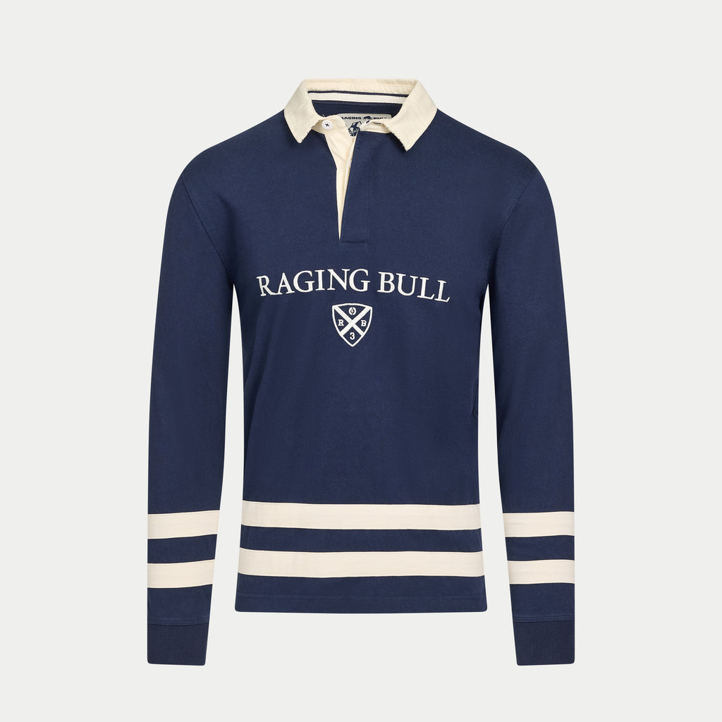 L/S Cut & Sew Stripes Rugby - Navy