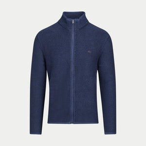 Textured Zip Through Jacket - Navy