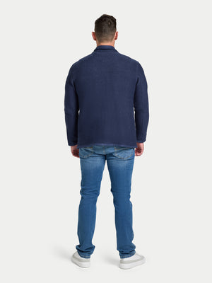Textured Zip Through Jacket - Navy