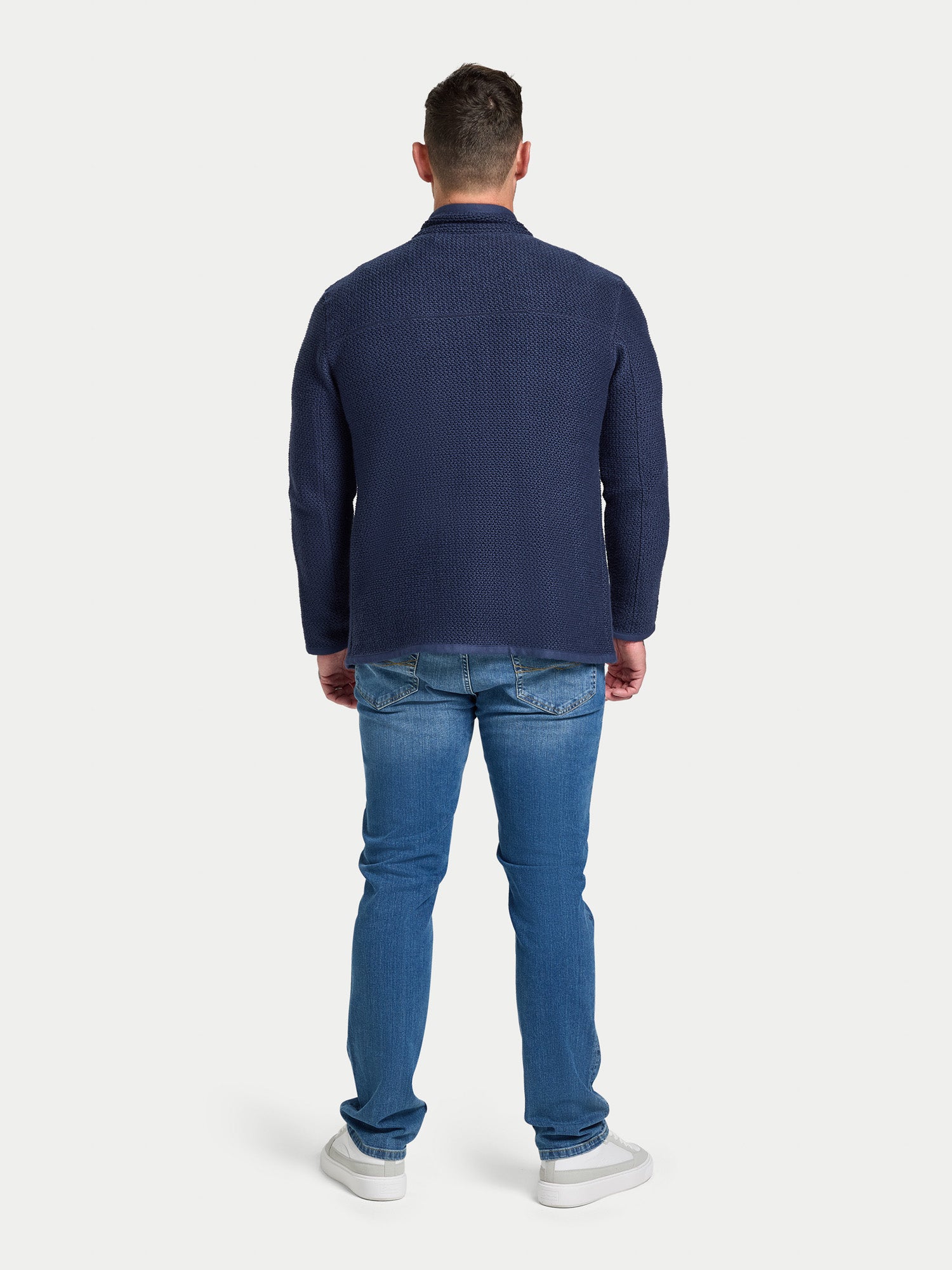Textured Zip Through Jacket - Navy