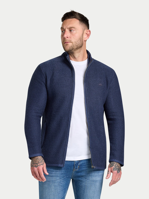 Textured Zip Through Jacket - Navy