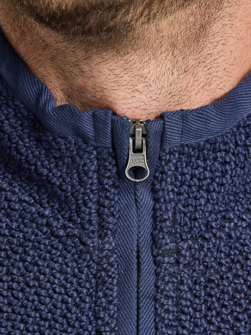 Textured Zip Through Jacket - Navy