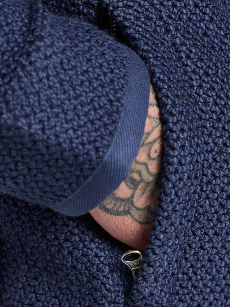 Textured Zip Through Jacket - Navy