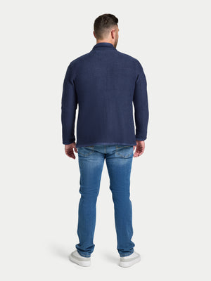 Textured Zip Through Jacket - Navy