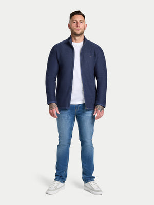 Textured Zip Through Jacket - Navy