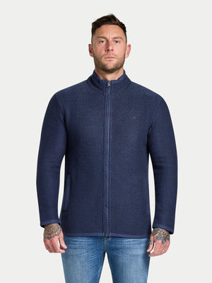 Textured Zip Through Jacket - Navy