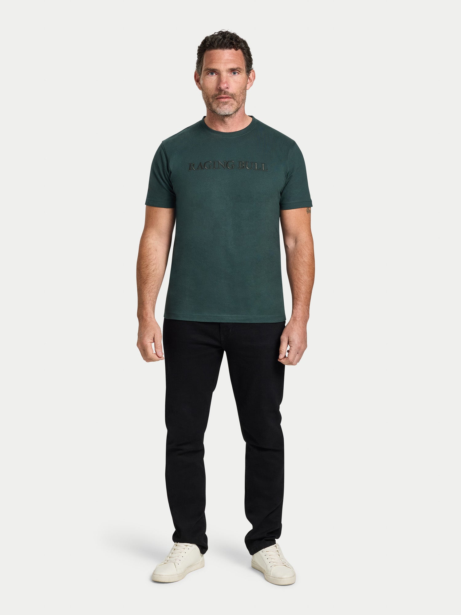 Raging Bull Embroidery T-Shirt - Forest