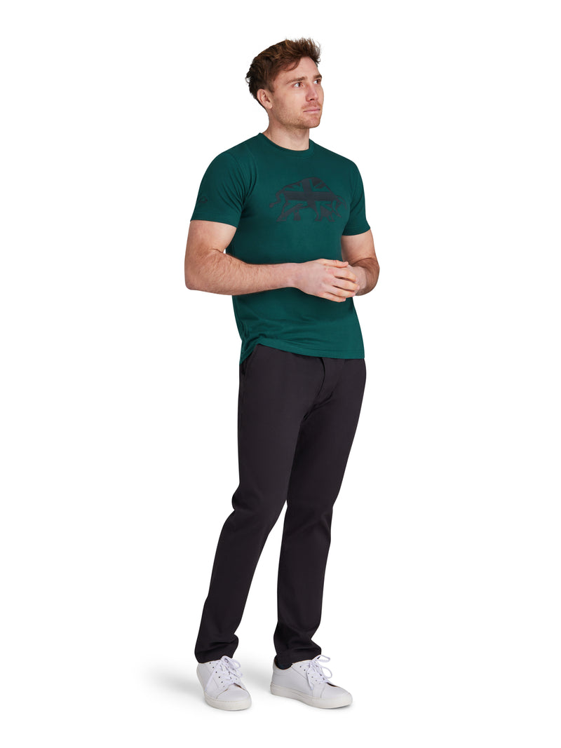 Embroidered Tonal Union Jack Bull T-Shirt - Forest