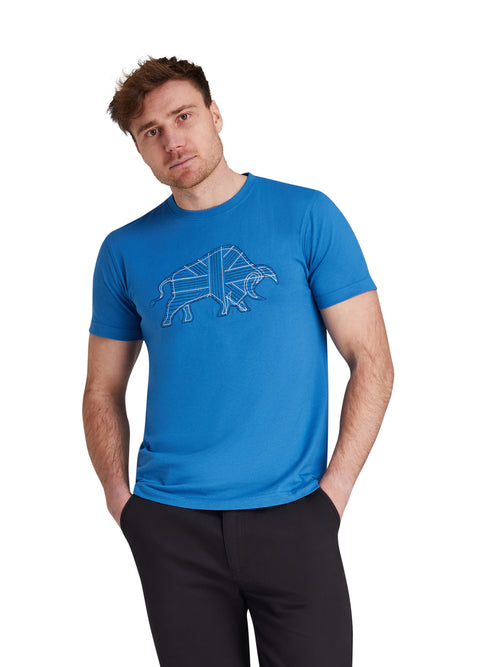 Stitch Embroidery Bull T-Shirt - Teal