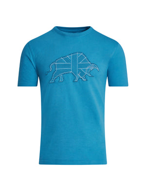 Stitch Embroidery Bull T-Shirt - Teal