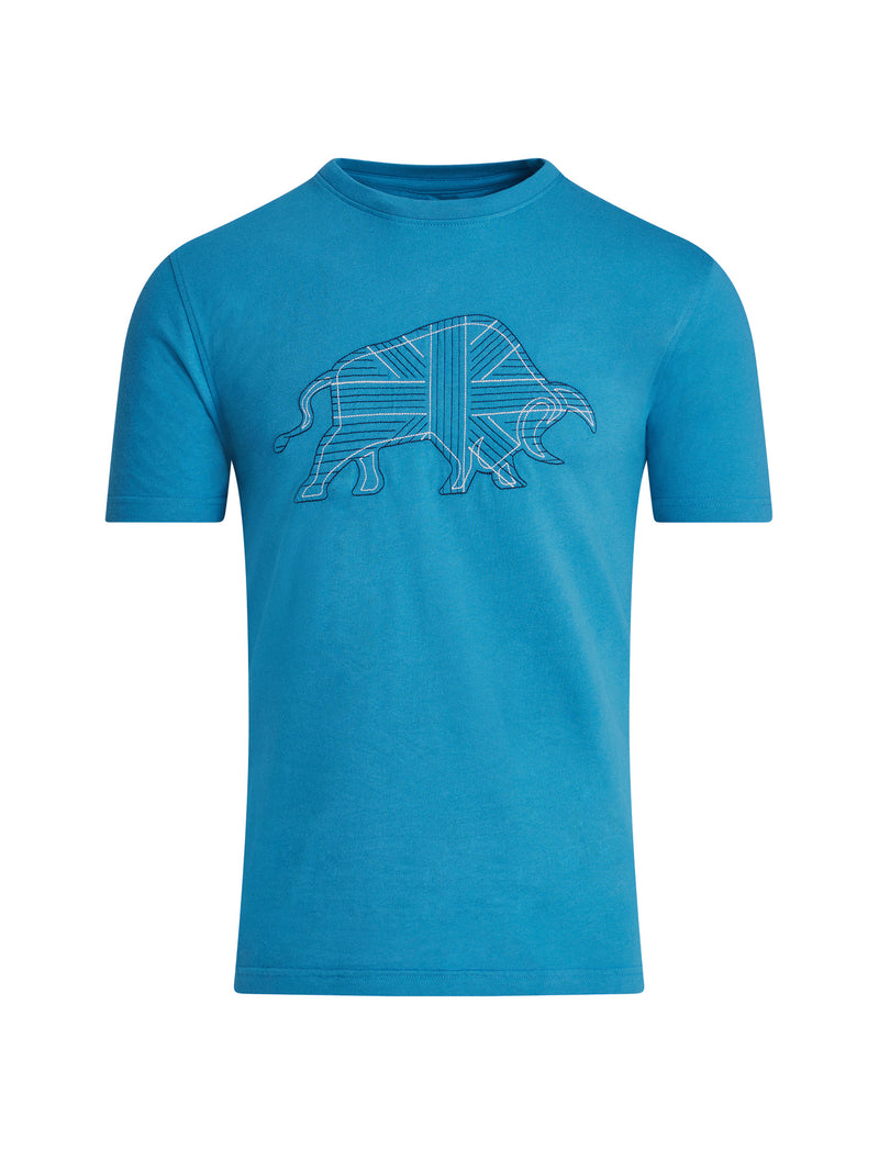 Stitch Embroidery Bull T-Shirt - Teal