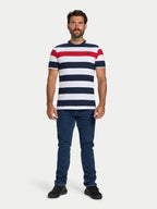 Contrast Chest Stripe T-Shirt - Navy/Red