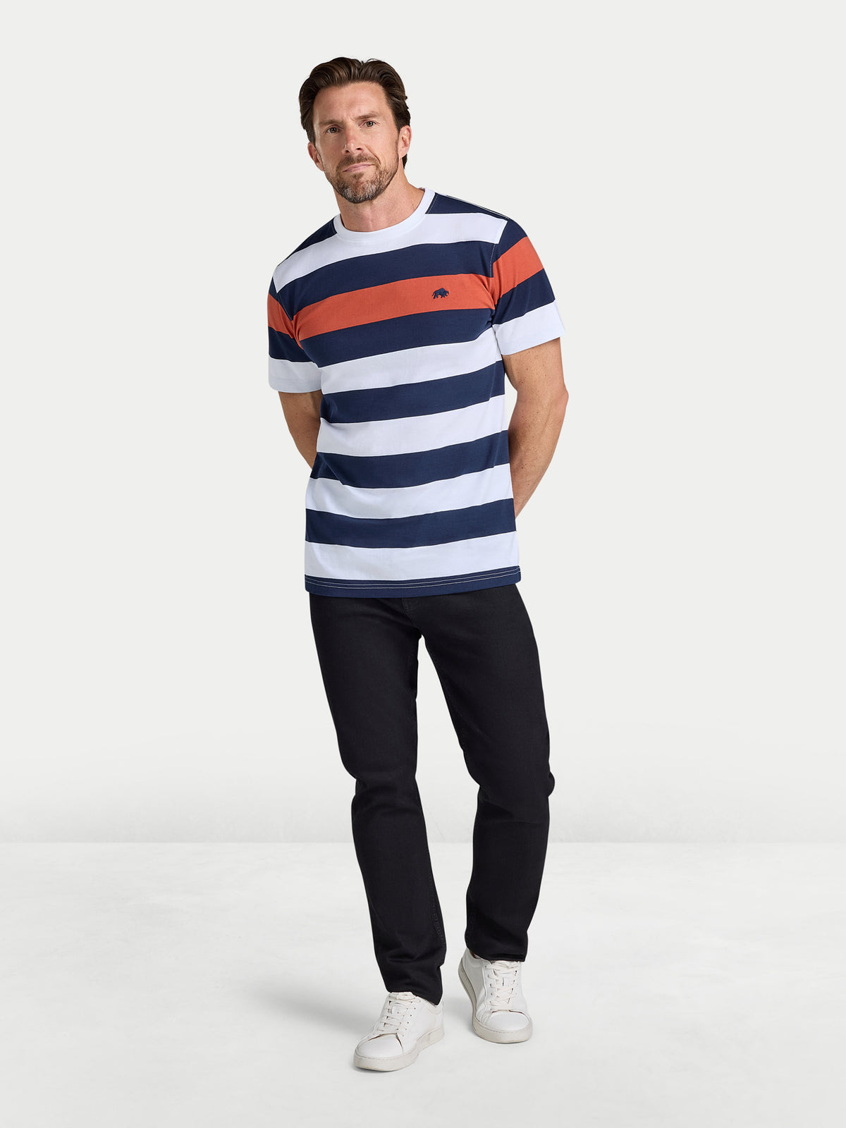 Contrast Chest Stripe T-Shirt - Rust