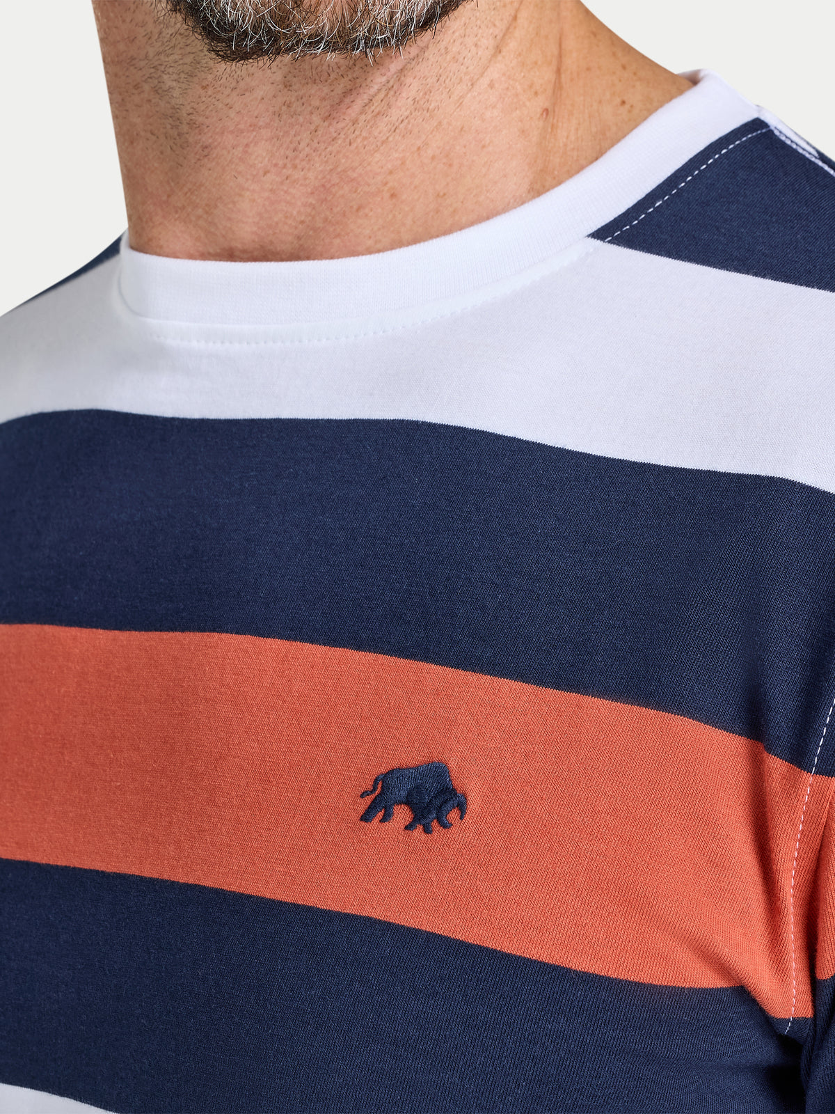 Contrast Chest Stripe T-Shirt - Rust