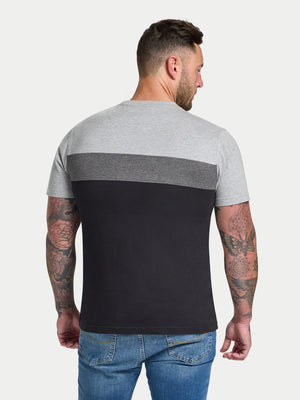 Cut & Sew Panel T-Shirt - Black