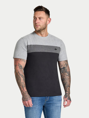 Cut & Sew Panel T-Shirt - Black