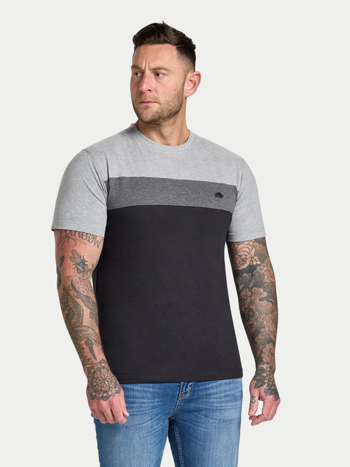 Cut & Sew Panel T-Shirt - Black