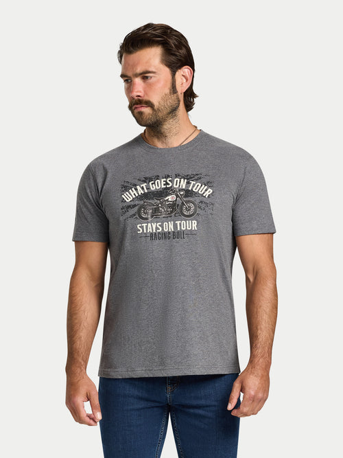What Goes On Tour Print T-Shirt - Dark Grey Marl