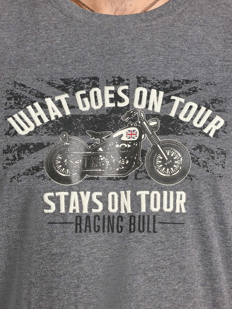 What Goes On Tour Print T-Shirt - Dark Grey Marl