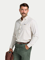 Vale Check Brushed Cotton Twill Shirt - Long Sleeve - Cream