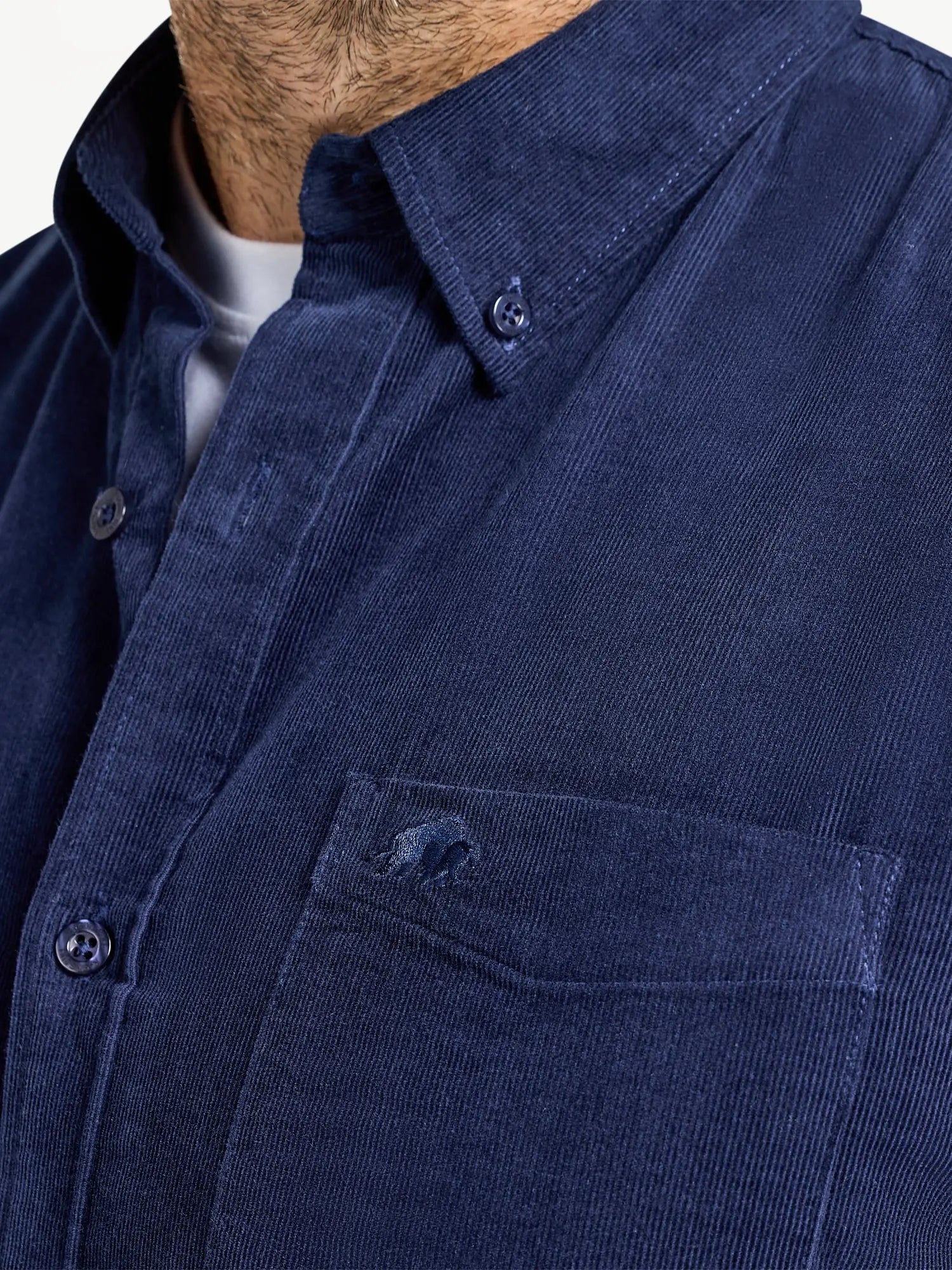 Corduroy Shirt - Long Sleeve - Navy Raging Bull Clothing