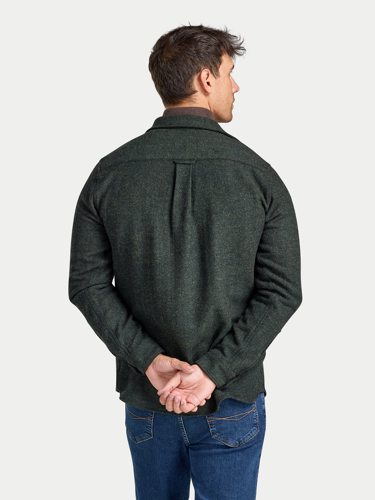 Herringbone Wool Shirt - Long Sleeve - Khaki