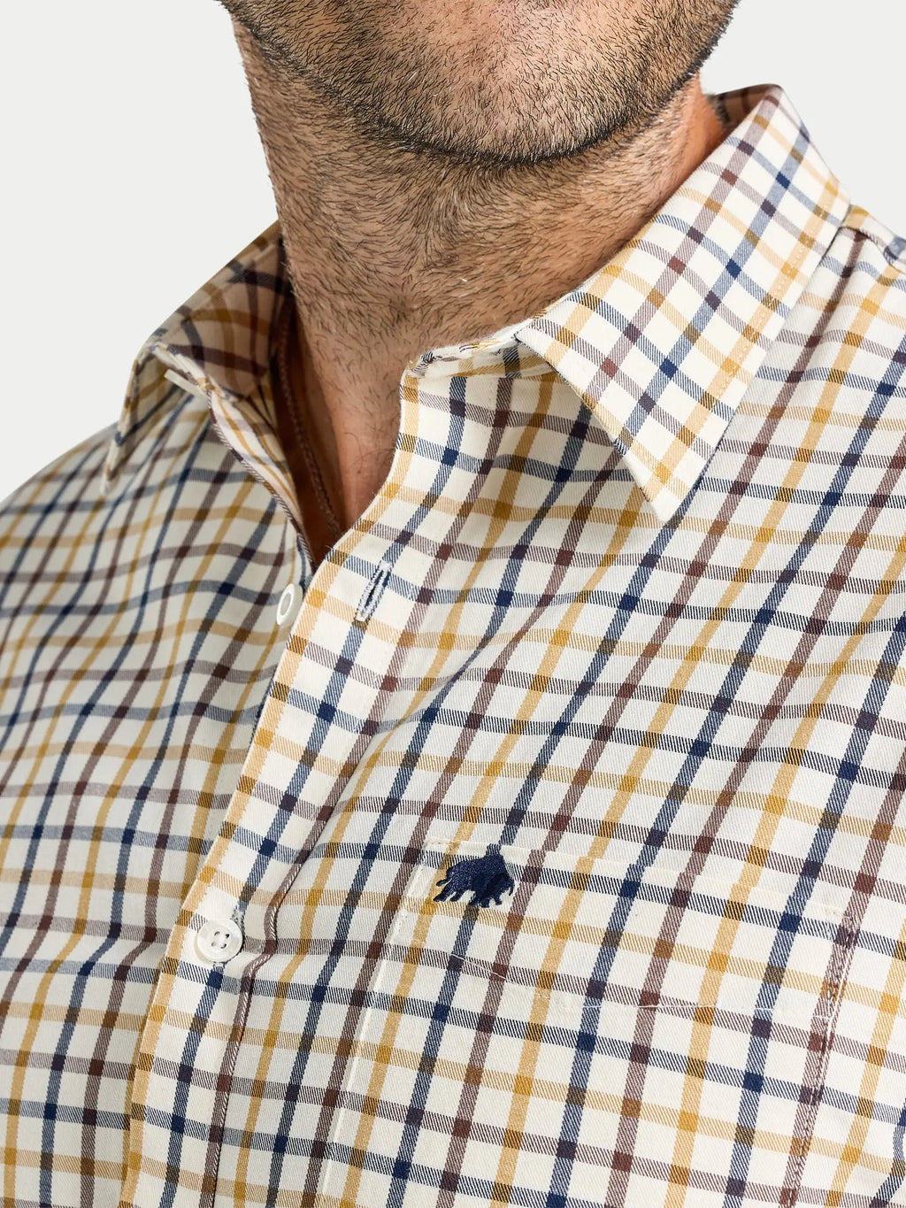 Country Check Brushed Cotton Twill Shirt - Long Sleeve - Mustard Raging Bull Clothing