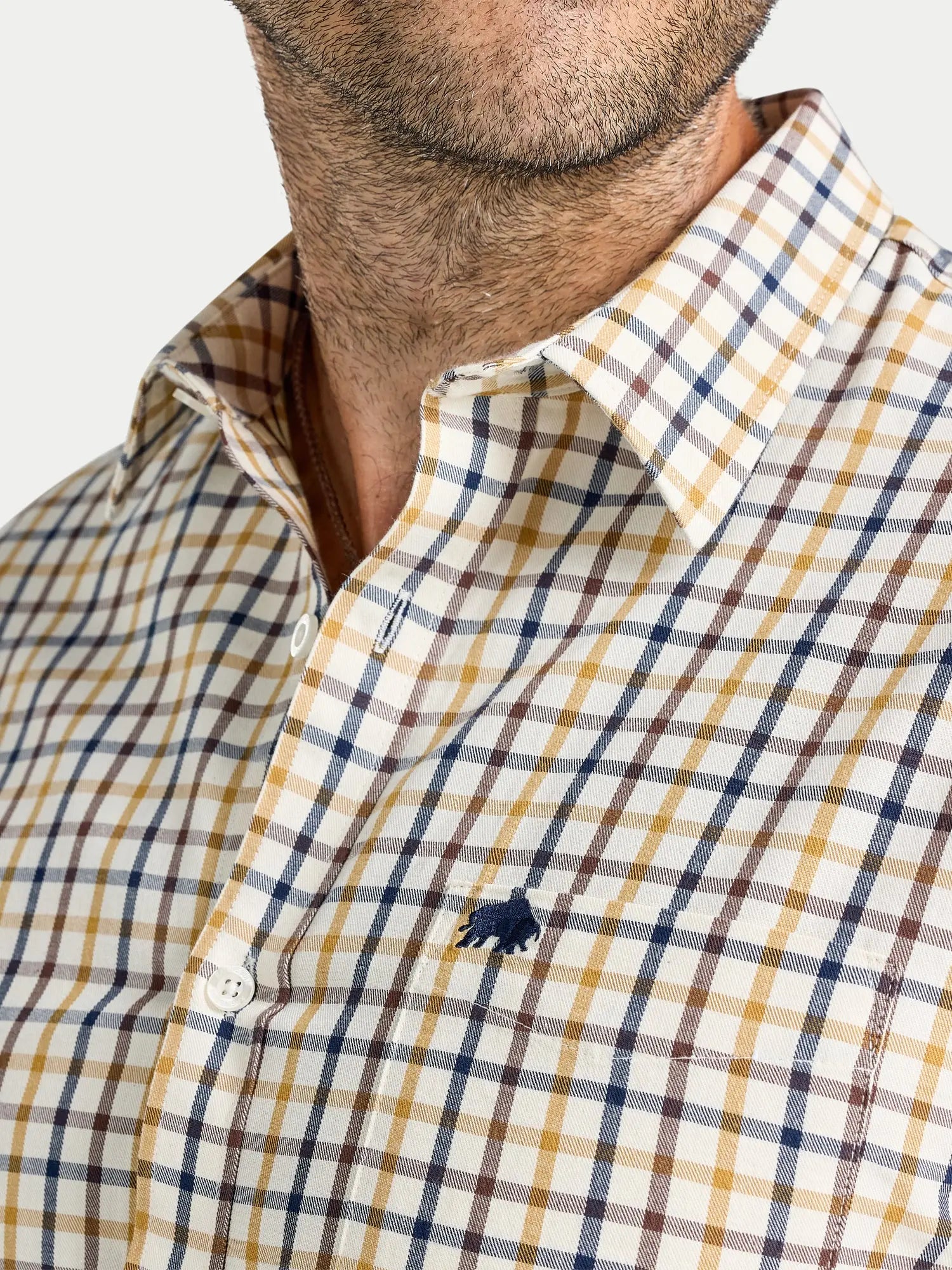 Country Check Brushed Cotton Twill Shirt - Long Sleeve - Mustard Raging Bull Clothing