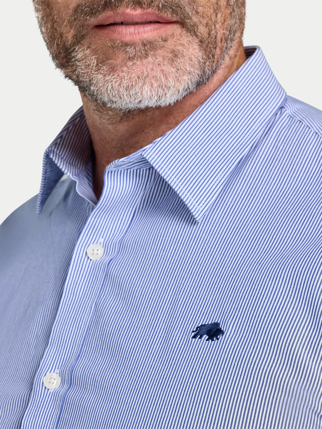 Cadet Stripe Shirt - Long Sleeve - Navy Raging Bull Clothing