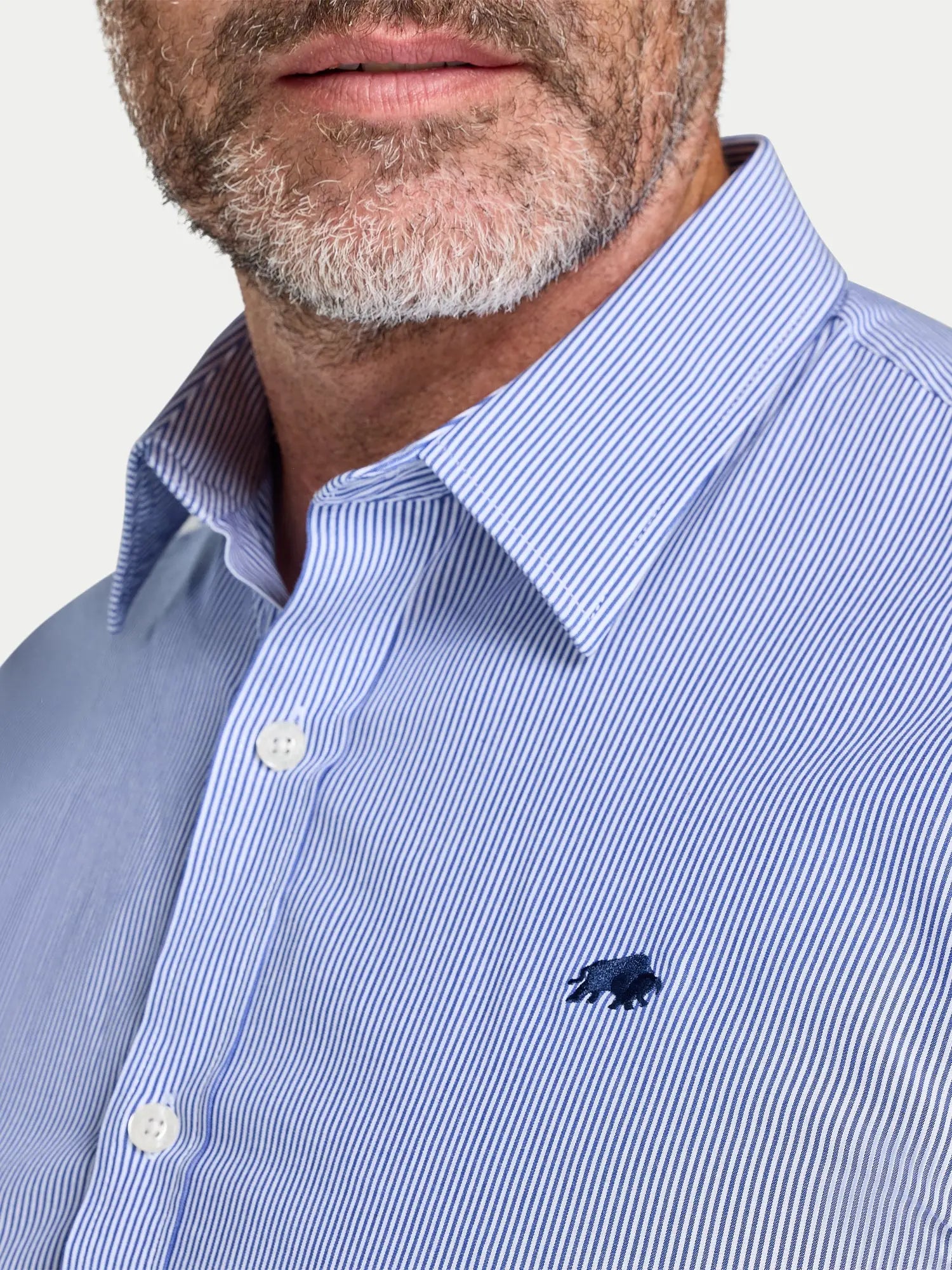 Cadet Stripe Shirt - Long Sleeve - Navy Raging Bull Clothing