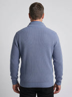 Wool Mix Knitted Rib 1/4 Zip - Light Denim