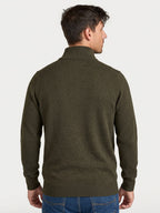 Rib Collar 1/4 Zip Knit- Khaki