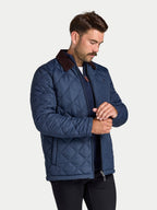 Quilted Cord Collar Jacket - Navy