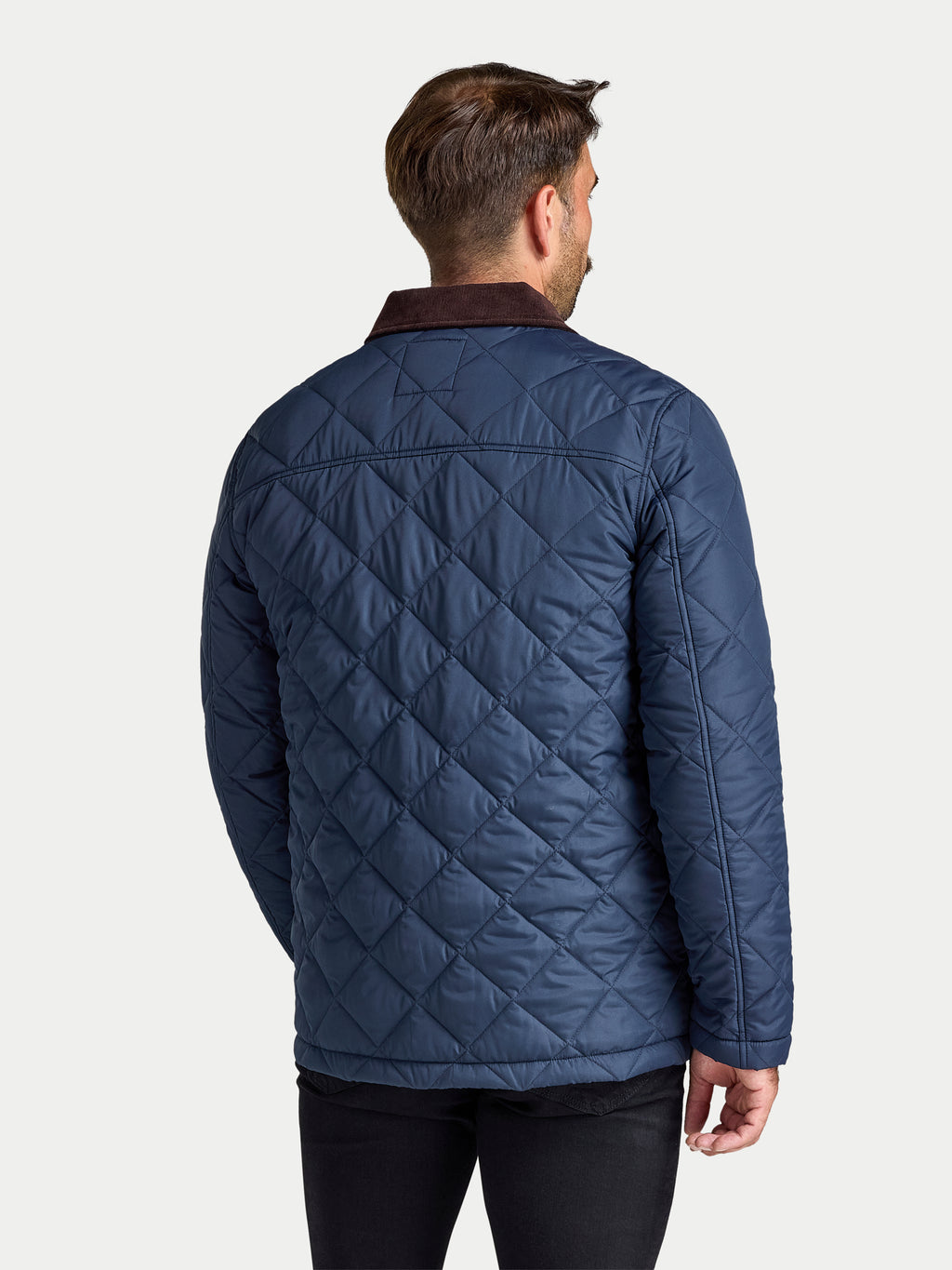 Quilted Cord Collar Jacket - Navy