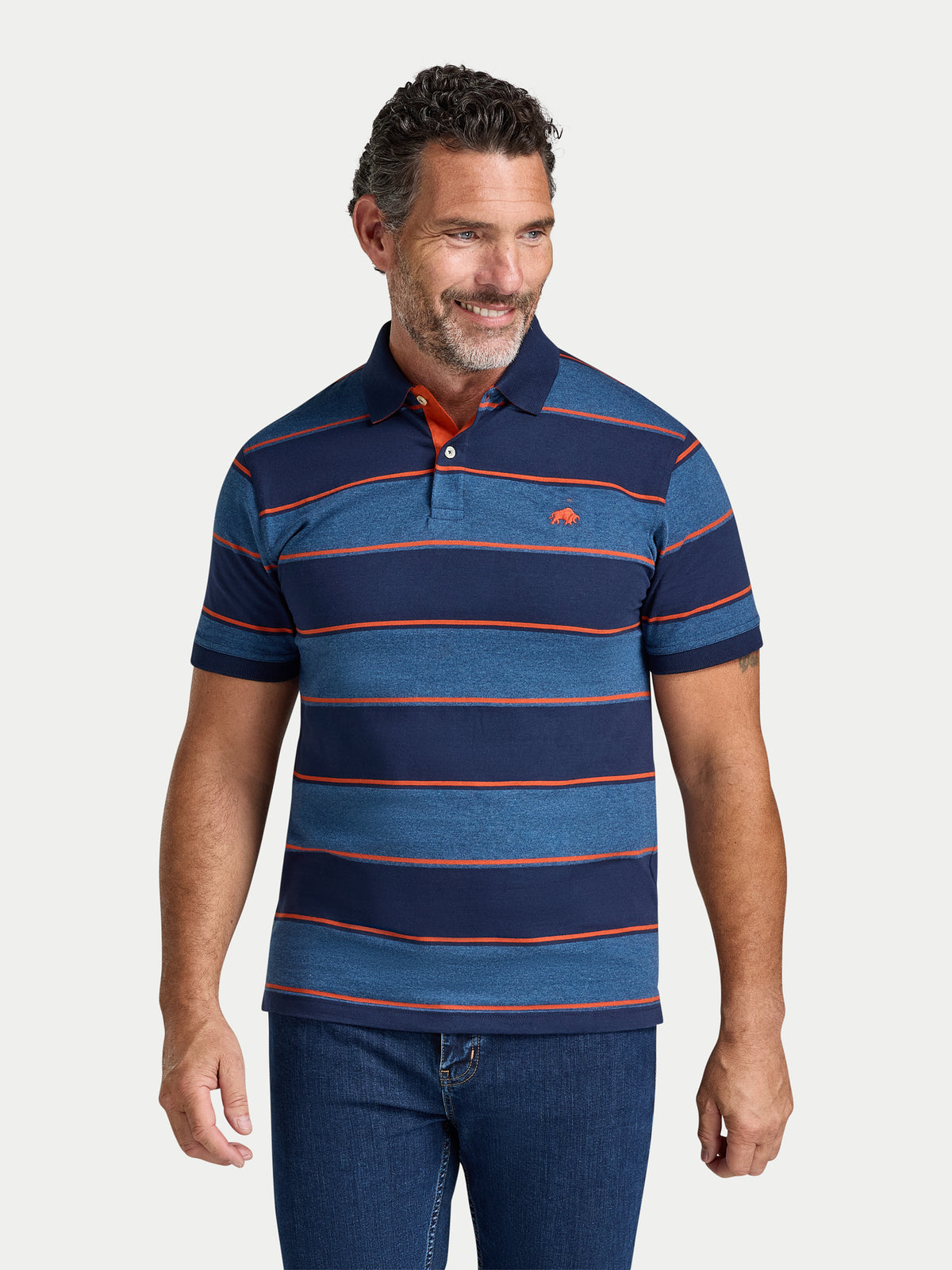 Marl Stripe Jersey Polo - Navy