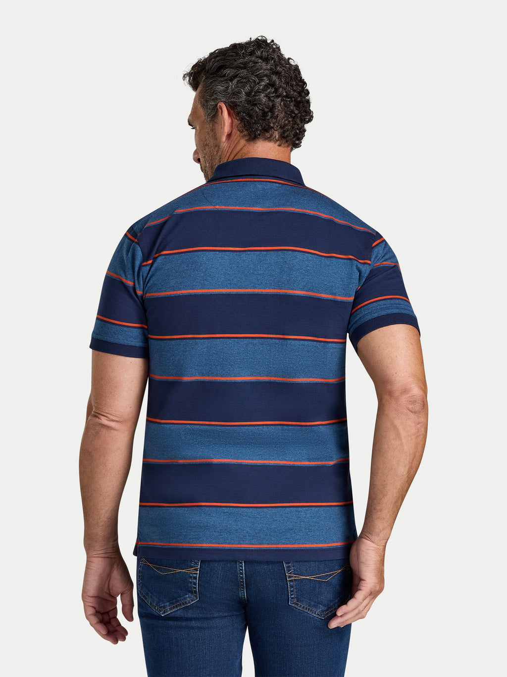 Marl Stripe Jersey Polo - Navy