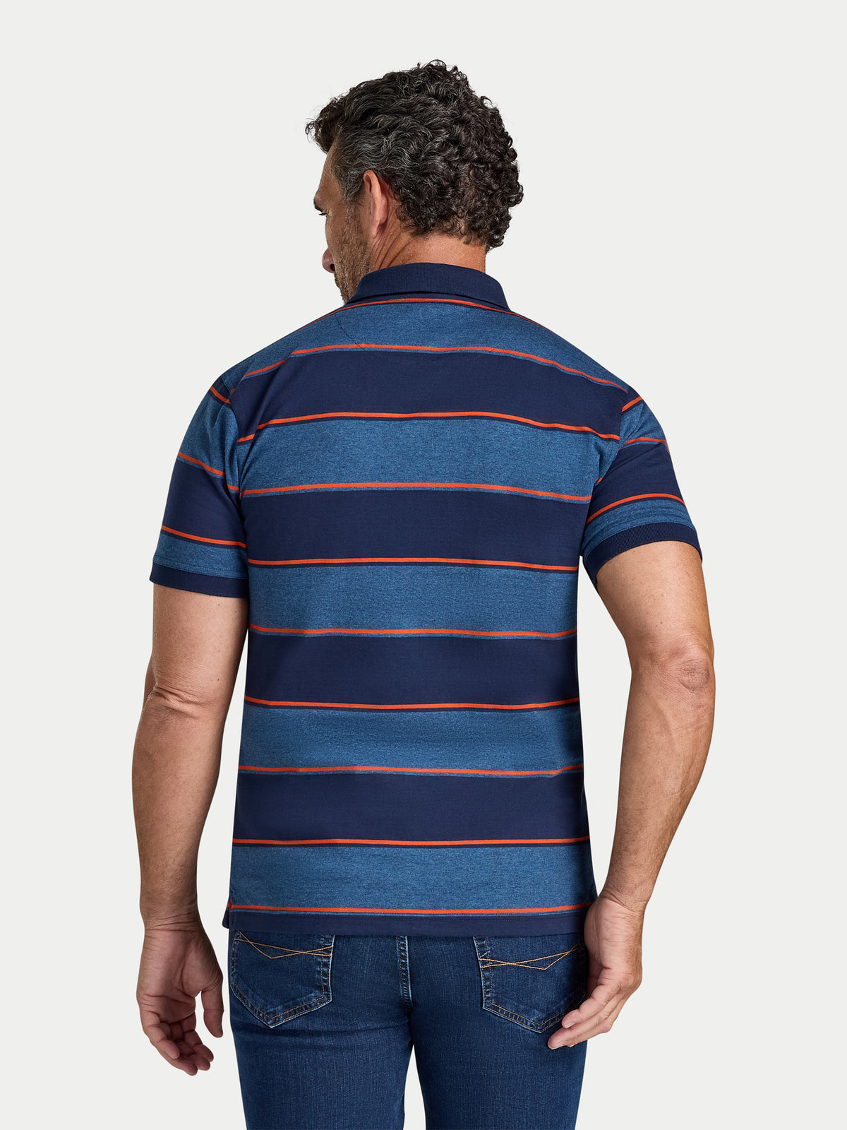 Marl Stripe Jersey Polo - Navy