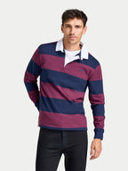 Wide Stripe Rugby Shirt - Long Sleeve - Claret