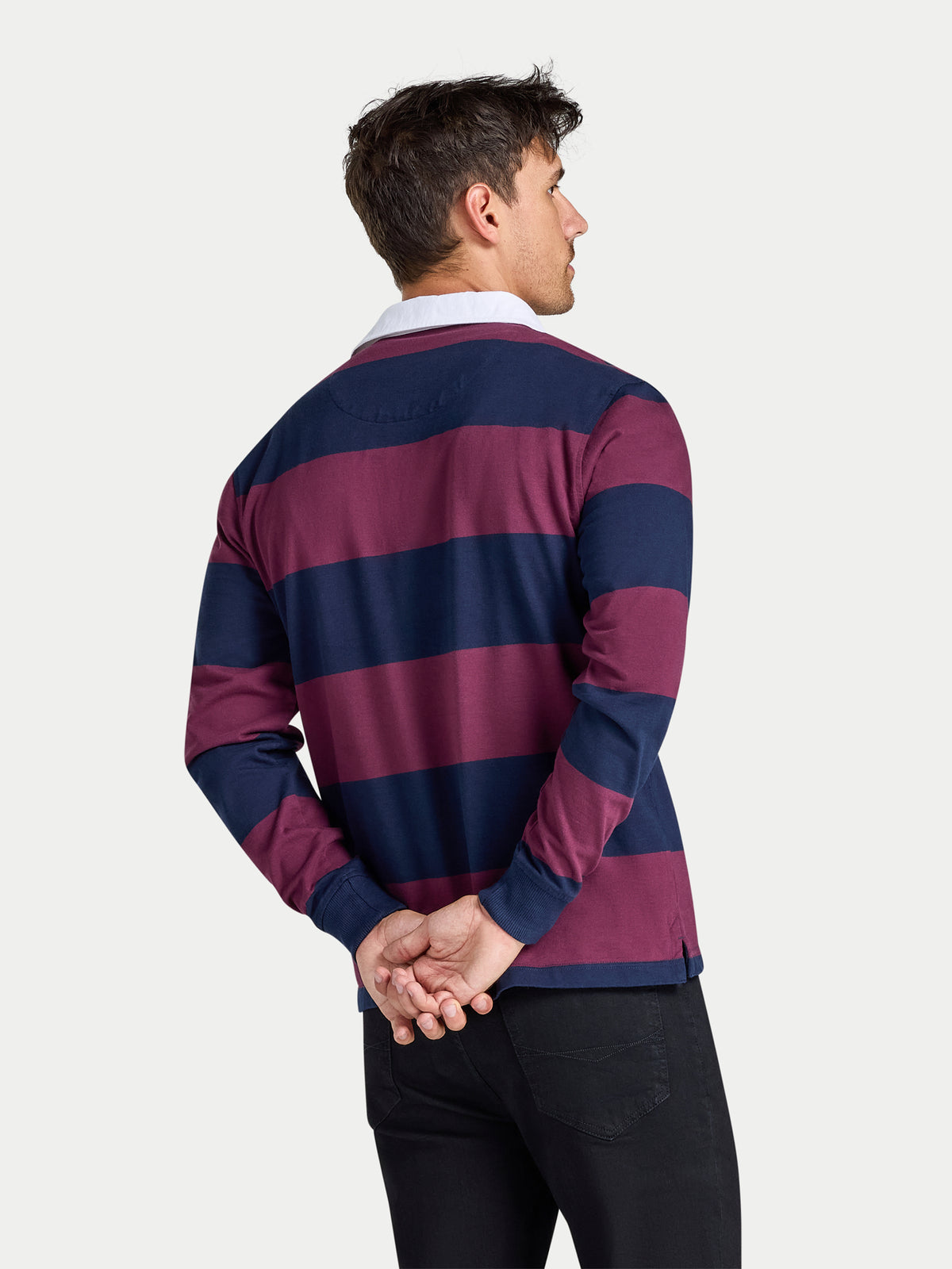 Wide Stripe Rugby Shirt - Long Sleeve - Claret