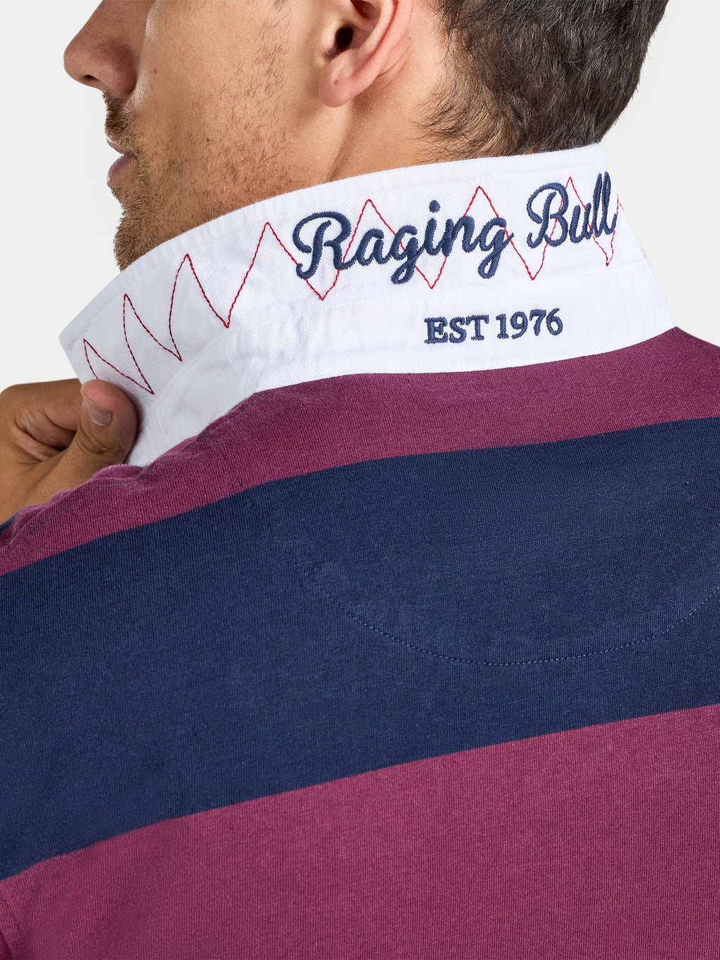 Wide Stripe Rugby Shirt - Long Sleeve - Claret