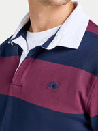 Wide Stripe Rugby Shirt - Long Sleeve - Claret