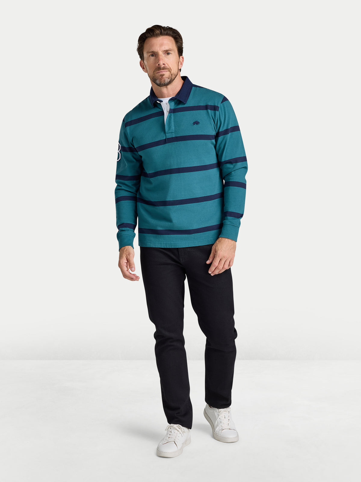 Two Colour Stripe Rugby Shirt - Green